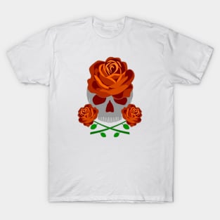 Orange Rose Skull T-Shirt